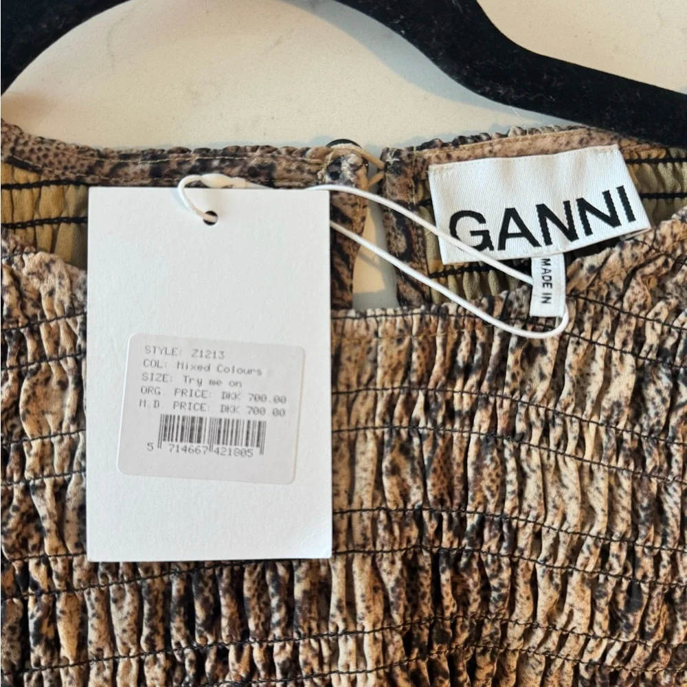 BRAND NEW WITH TAG -GANNI Brown Snake Print Mini Dress - Picture 7 of 7